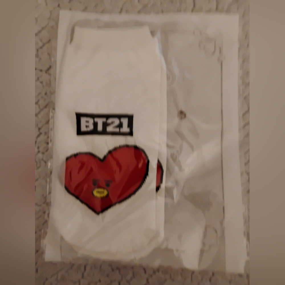 White and Red Heart Design Socks